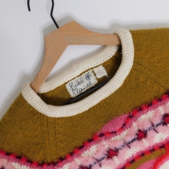 Anthropologie FIELD FLOWER Camellia Fairisle Sweater Pullover Fair Isle Medium - Picture 11 of 14